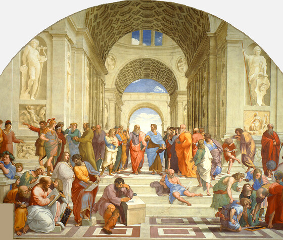 Auf Platons Spuren, © Von Raffael - File:Sanzio 01.jpg, Gemeinfrei, https://commons.wikimedia.org/w/index.php?curid=3635235