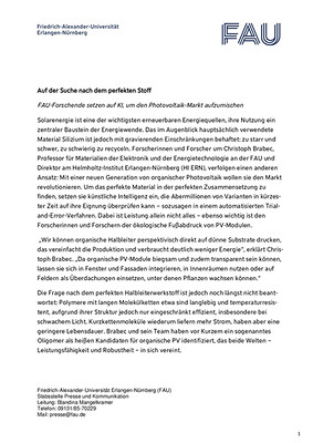 FAU Erlangen-Nürnberg – Vorstellung Forschungsprojekt Solarfabrik der Zukunft